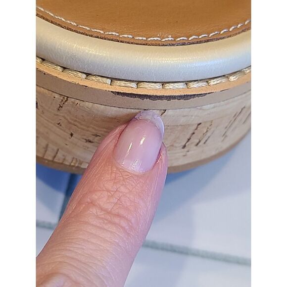 FitFlop Eloise Slides Sandals Women Stone Beige Leather Cork Wrap Wedge 9US EUC - Picture 13 of 16